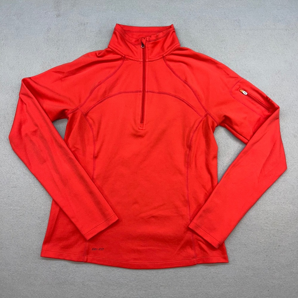 Nike ACG Dri-FIT Womens Quarter Zip Pullover Orange Red Arm Pocket Size M